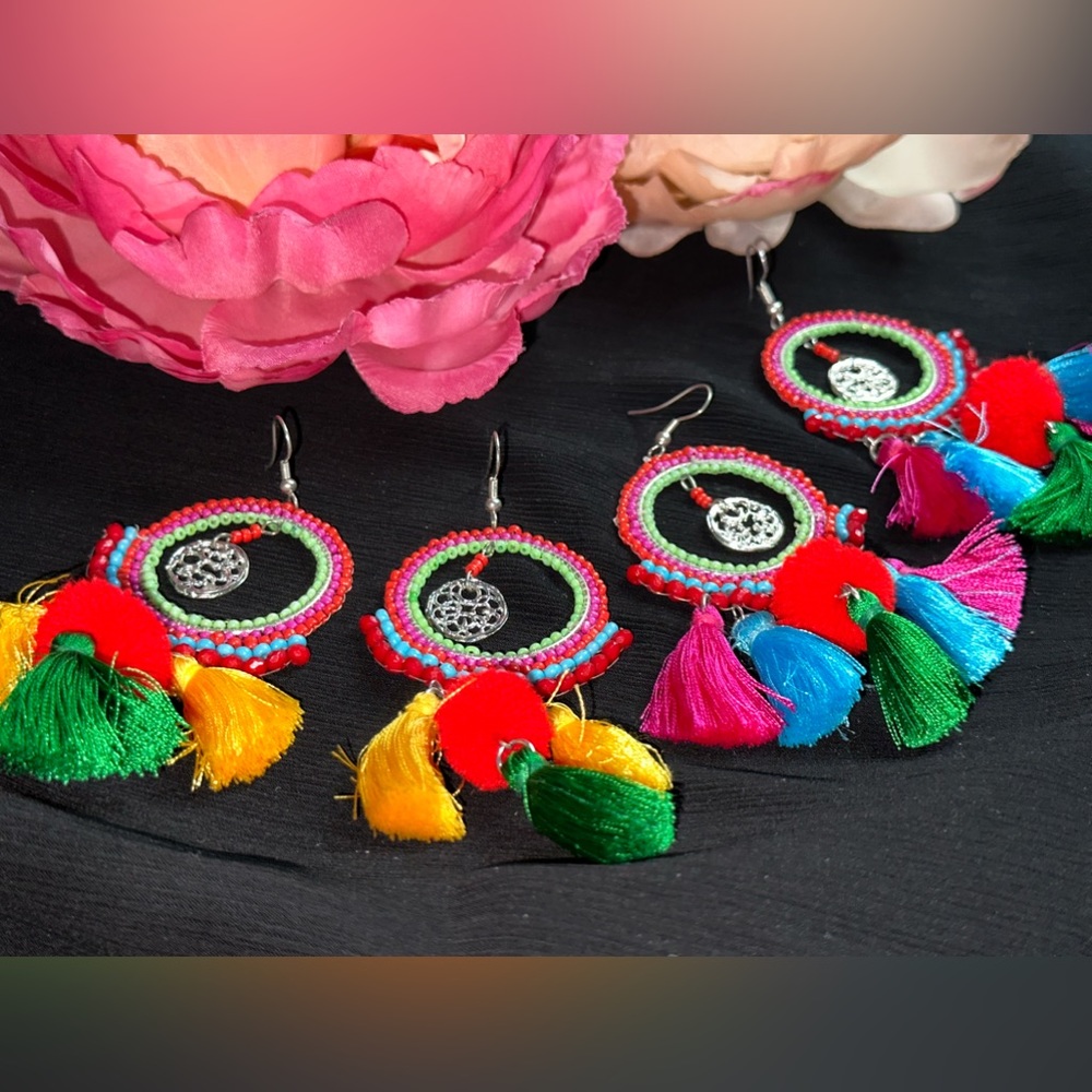 Handmade threads & bead earrings